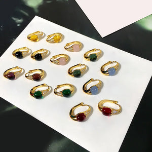 Buckle Hoop Earrings 8 Colors Crystal Earring for Women