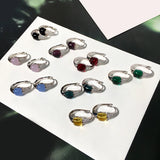 Buckle Hoop Earrings 8 Colors Crystal Earring for Women