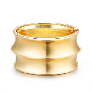 Alloy Punk Wide Bracelet Chunky Wave Drum Type Bangle