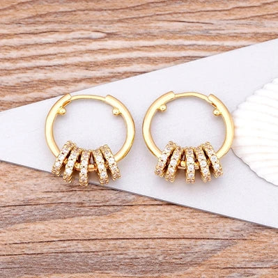 Copper Cubic Zircon Dangle Earrings for Women Party Wedding