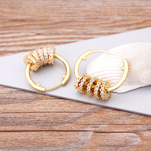 Copper Cubic Zircon Dangle Earrings for Women Party Wedding