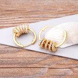 Copper Cubic Zircon Dangle Earrings for Women Party Wedding