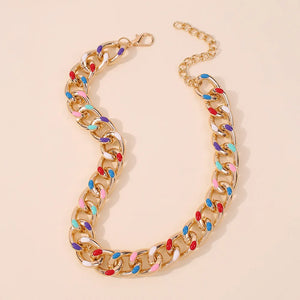 Colorful Aluminum Chain Choker Necklace Hip Hop Jewelry