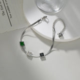 Flat Chain Bracelet Square Charm Cubic Zirconia Party Jewelry