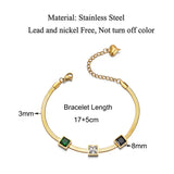 Flat Chain Bracelet Square Charm Cubic Zirconia Party Jewelry