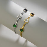 Flat Chain Bracelet Square Charm Cubic Zirconia Party Jewelry