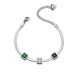 Flat Chain Bracelet Square Charm Cubic Zirconia Party Jewelry