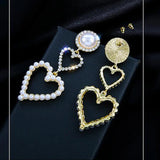 Heart Pearl Earrings Statement Dangle Jewelry Wedding Gift