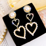 Heart Pearl Earrings Statement Dangle Jewelry Wedding Gift