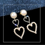 Heart Pearl Earrings Statement Dangle Jewelry Wedding Gift