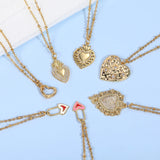 Heart Pendant Necklace Lucky Zircon Love Stainless Steel