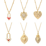 Heart Pendant Necklace Lucky Zircon Love Stainless Steel