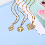Heart Pendant Necklace Lucky Zircon Love Stainless Steel