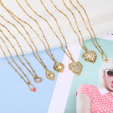 Heart Pendant Necklace Lucky Zircon Love Stainless Steel