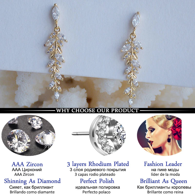 Zirconia Dangle Drop Earrings Crystal Wedding Jewelry