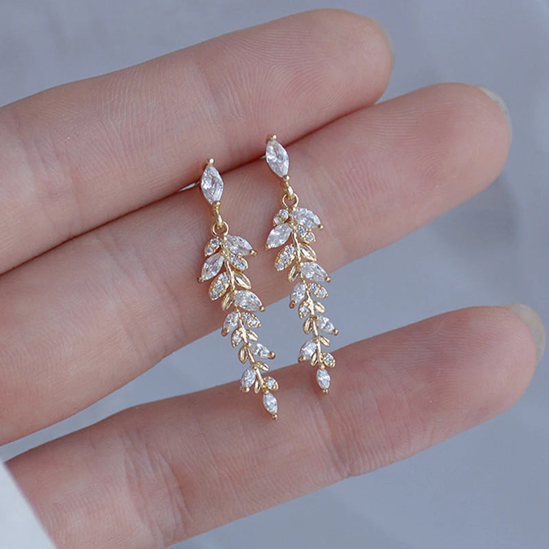 Zirconia Dangle Drop Earrings Crystal Wedding Jewelry