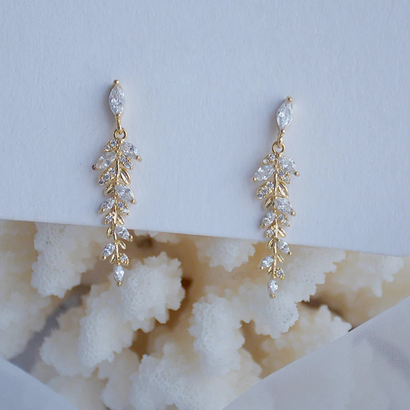 Zirconia Dangle Drop Earrings Crystal Wedding Jewelry