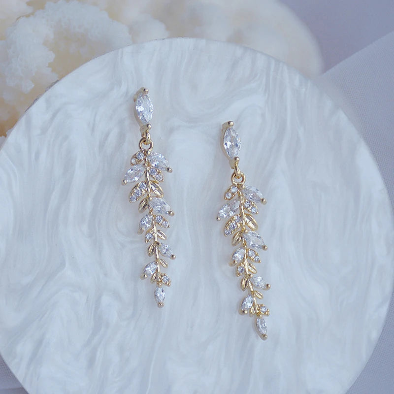 Zirconia Dangle Drop Earrings Crystal Wedding Jewelry