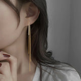 Vintage Metal Tassel Dangle Earrings Fringe Drop Big Earing for Women