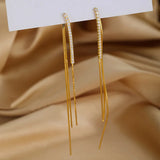 Vintage Metal Tassel Dangle Earrings Fringe Drop Big Earing for Women
