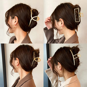 Geometric Metal Hair Crab Cross Hair Clips for Girls Women