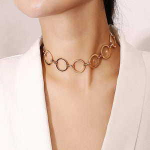 Punk Circle Thick Chain Choker Necklace for Women Men