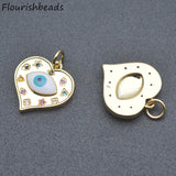 Rainbow CZ Beads Enamel Eye Charms DIY Jewelry Making 20pcs