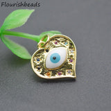 Rainbow CZ Beads Enamel Eye Charms DIY Jewelry Making 20pcs
