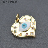 Rainbow CZ Beads Enamel Eye Charms DIY Jewelry Making 20pcs