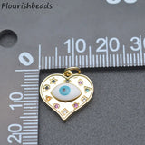 Rainbow CZ Beads Enamel Eye Charms DIY Jewelry Making 20pcs