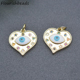 Rainbow CZ Beads Enamel Eye Charms DIY Jewelry Making 20pcs