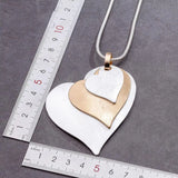 Silver Heart Pendant Long Necklace for Women Vintage Jewelry