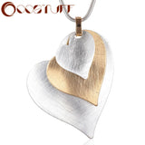 Silver Heart Pendant Long Necklace for Women Vintage Jewelry