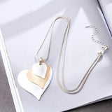 Silver Heart Pendant Long Necklace for Women Vintage Jewelry