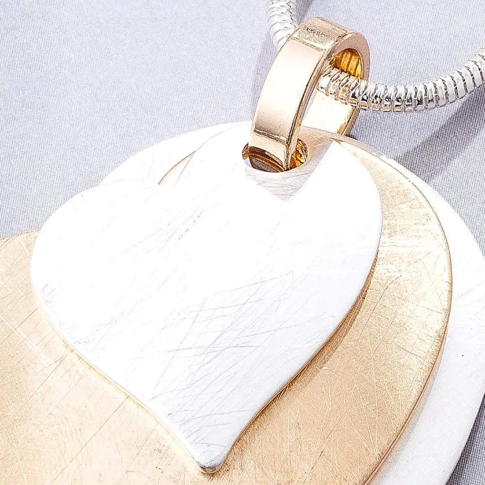 Silver Heart Pendant Long Necklace for Women Vintage Jewelry