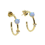 Small Opal Hoop Earrings Women Round Circle 925 Silver Tiny Earrings