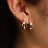 Small Opal Hoop Earrings Women Round Circle 925 Silver Tiny Earrings