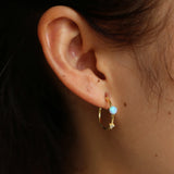 Small Opal Hoop Earrings Women Round Circle 925 Silver Tiny Earrings
