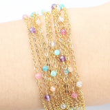 Stainless Steel Chain Crystal Amazonite Necklace Bracelets Anklets