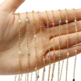 Stainless Steel Chain Crystal Amazonite Necklace Bracelets Anklets