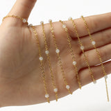 Stainless Steel Chain Crystal Amazonite Necklace Bracelets Anklets