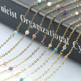 Stainless Steel Chain Crystal Amazonite Necklace Bracelets Anklets