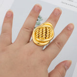 Stainless Steel Flower Chunky Large Ring Female Male Jewelry
