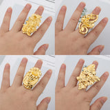 Stainless Steel Flower Chunky Large Ring Female Male Jewelry