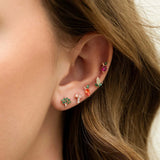 Zircon Fruit Minimal Ear Stud Earrings Women Small Flower Animal