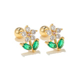 Zircon Fruit Minimal Ear Stud Earrings Women Small Flower Animal