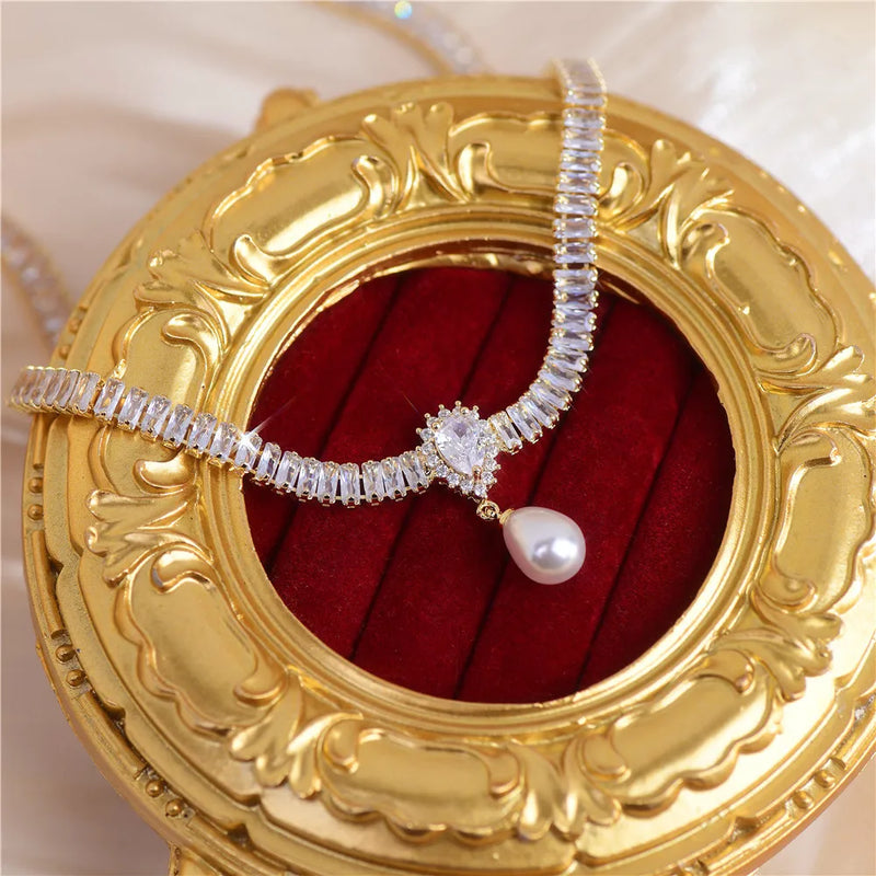 Color Clavicle Chain Choker Necklace for Women Party Wedding Jewelry