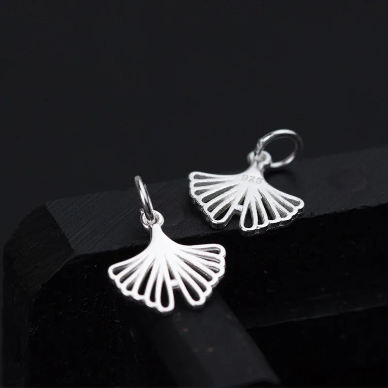 925 Silver Ginkgo Leaf Charms for DIY Earrings