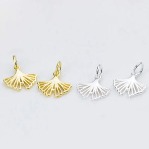 925 Silver Ginkgo Leaf Charms for DIY Earrings
