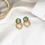 Green Crystal Tassel Chain Earrings Party Jewelry
